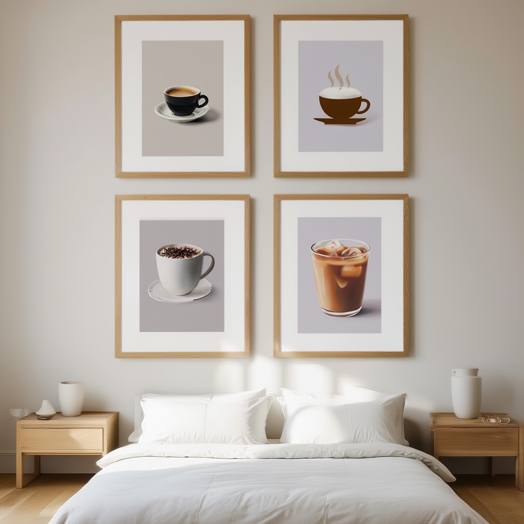 4 Coffee Posters – Minimalist Café Wall Art Prints - Hakyarts