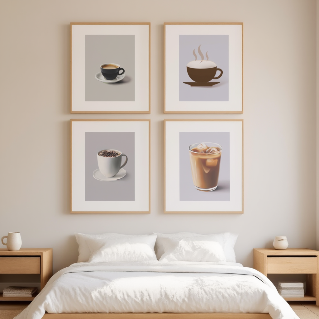 4 Coffee Posters – Minimalist Café Wall Art Prints - Hakyarts