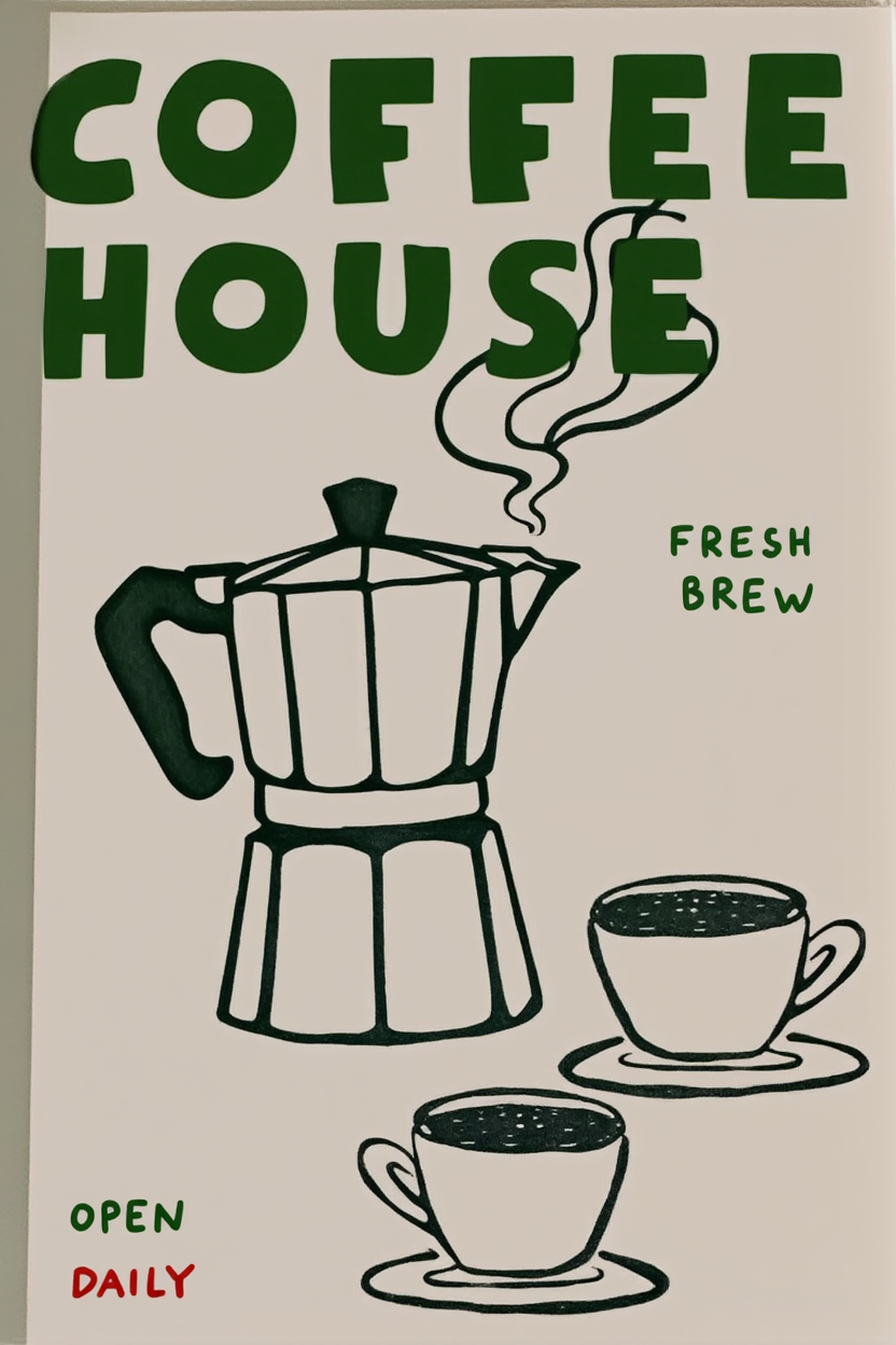 Set of 4 Coffee Prints – Minimalist Café Wall Art