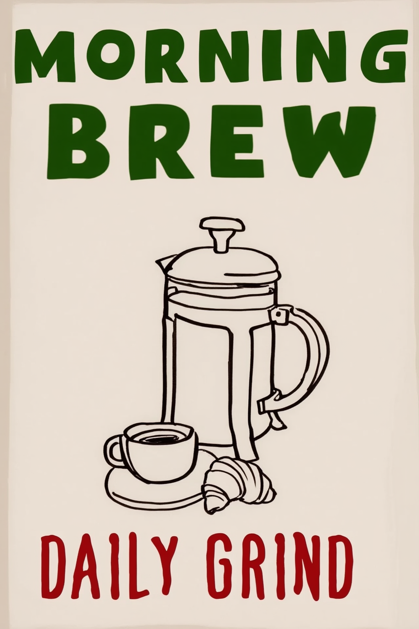 Set of 4 Coffee Prints – Minimalist Café Wall Art