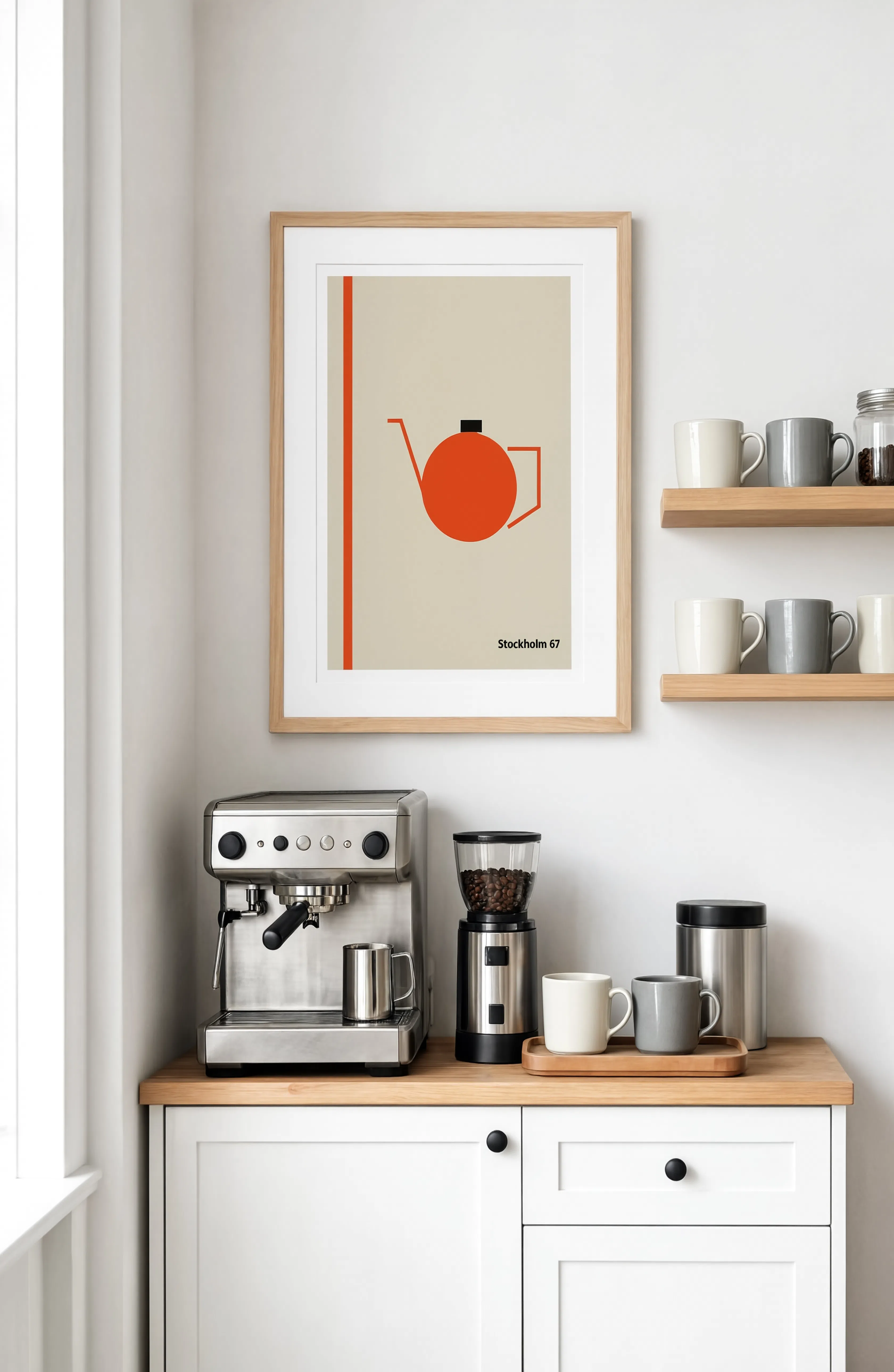 Orange Teapot | Contemporary Kitchen Still Life Wall Art