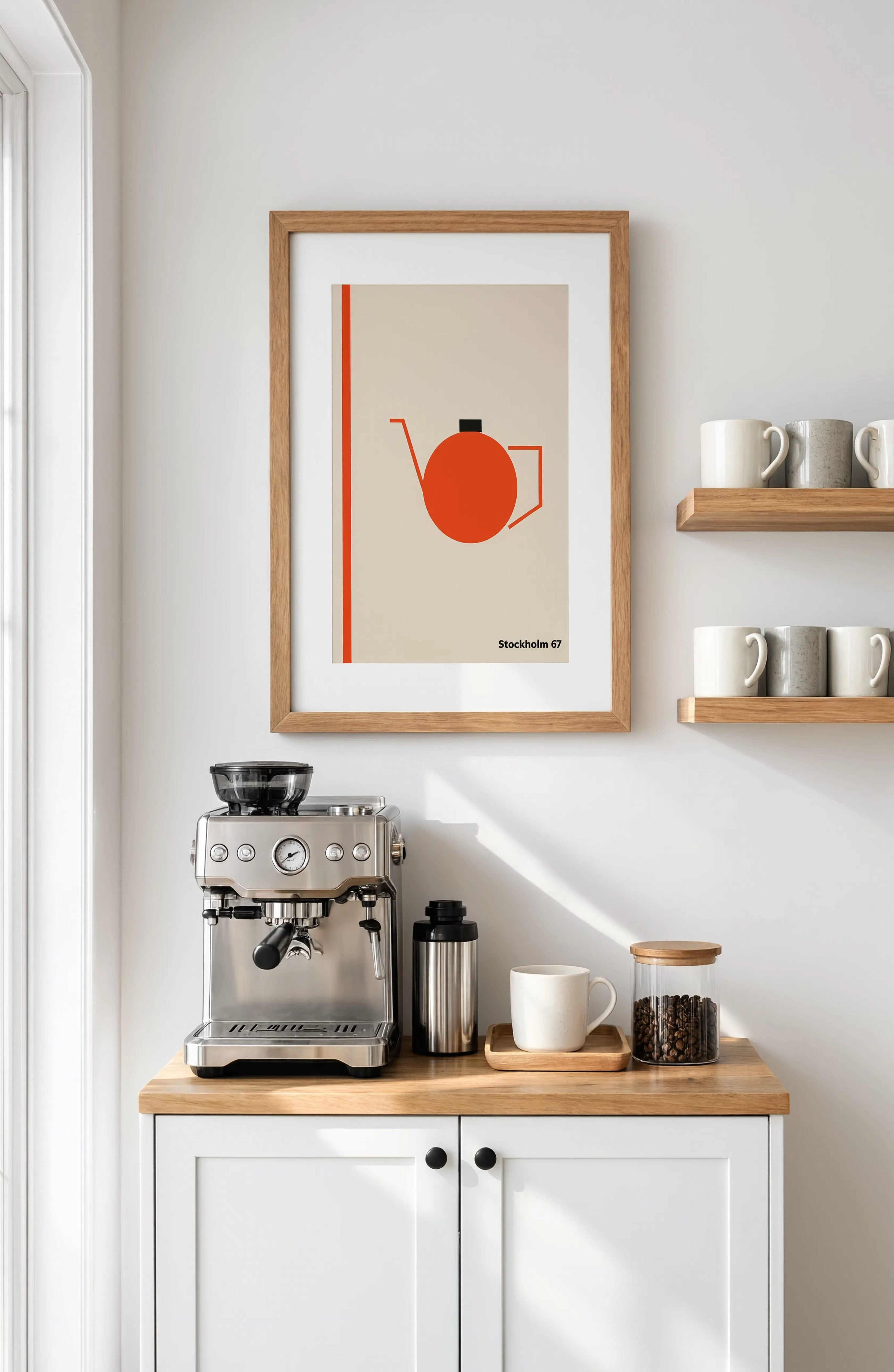 Orange Teapot | Contemporary Kitchen Still Life Wall Art