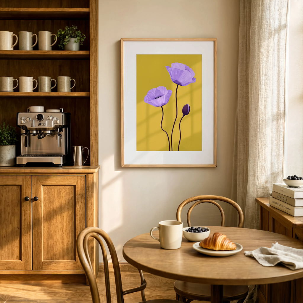 Purple Poppies | Contemporary Botanical Floral Wall Art