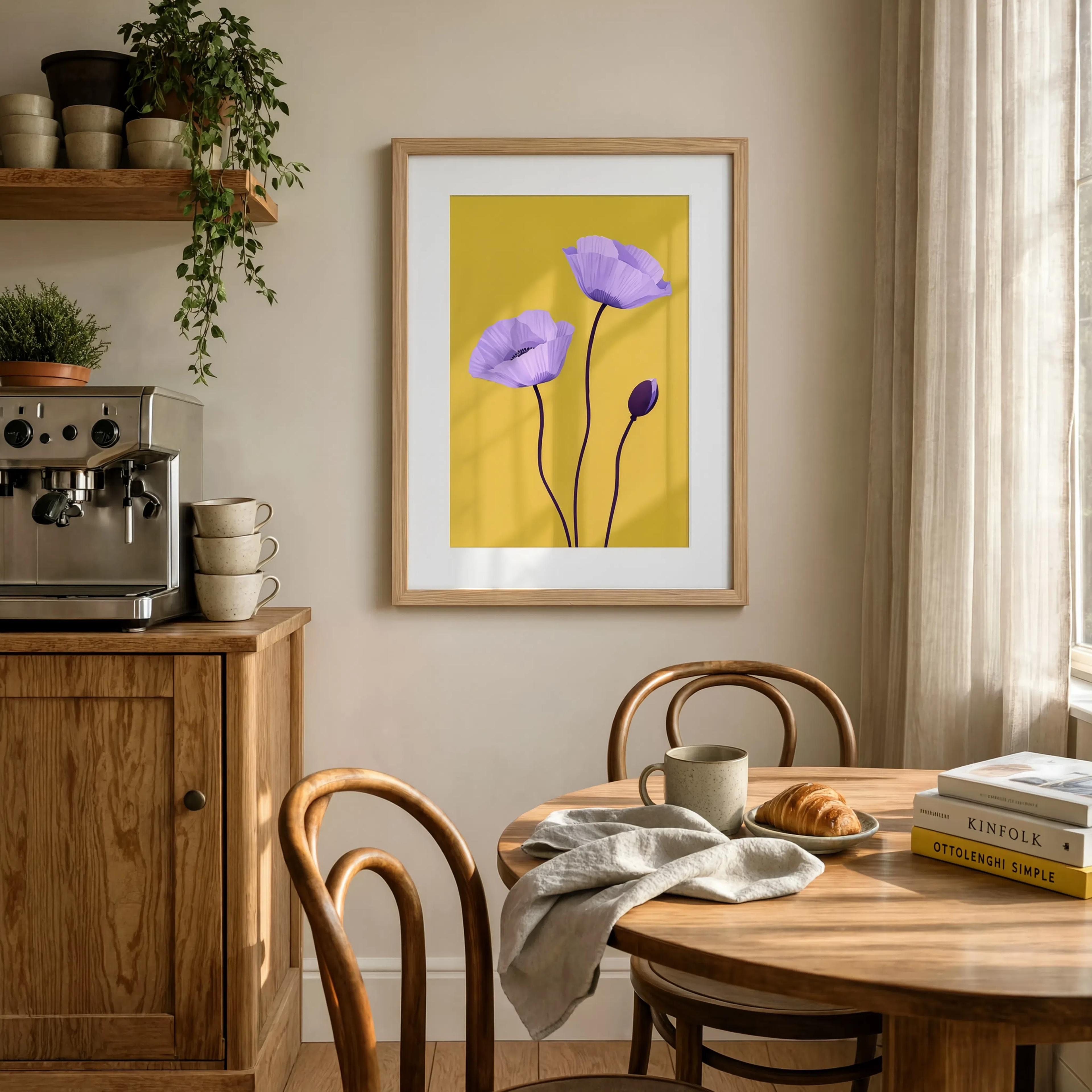 Purple Poppies | Contemporary Botanical Floral Wall Art