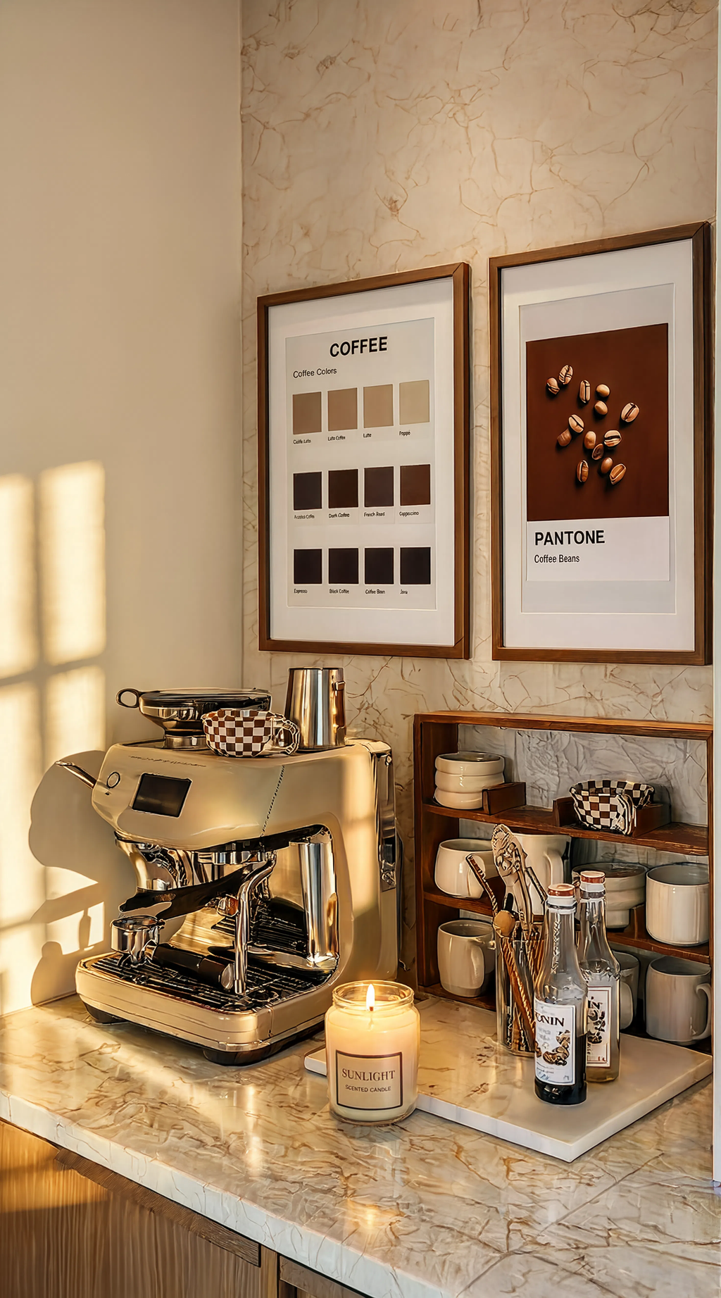 Set of 2 Coffee-Inspired Art Prints – Coffee Colours Guide & Pantone Inspired Coffee Beans Gallery Set