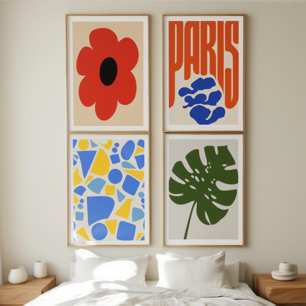 4 Prints – Colorful Mixed Floral Abstract Art Collection - Hakyarts
