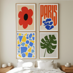 4 Prints – Colorful Mixed Floral Abstract Art Collection - Hakyarts