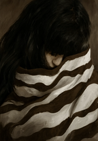 Concealed Figure & Draped Bands | Contemporary Figurative Wall Art Print