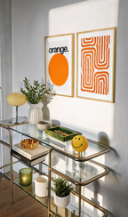 Set of 2 Orange Abstract Wall Art Prints – Geometric Maze & Maximalist Orange Gallery Set
