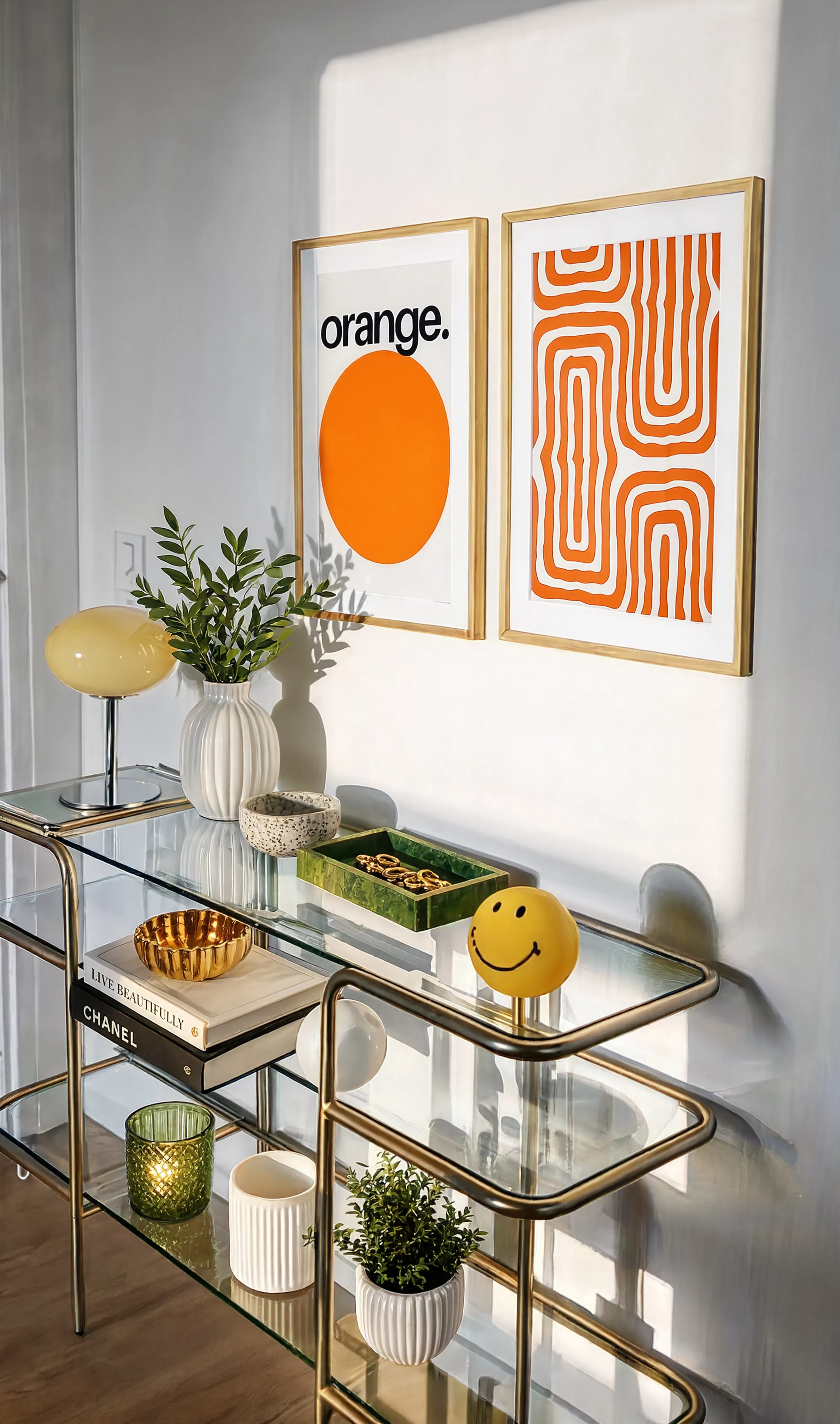 Set of 2 Orange Abstract Wall Art Prints – Geometric Maze & Maximalist Orange Gallery Set