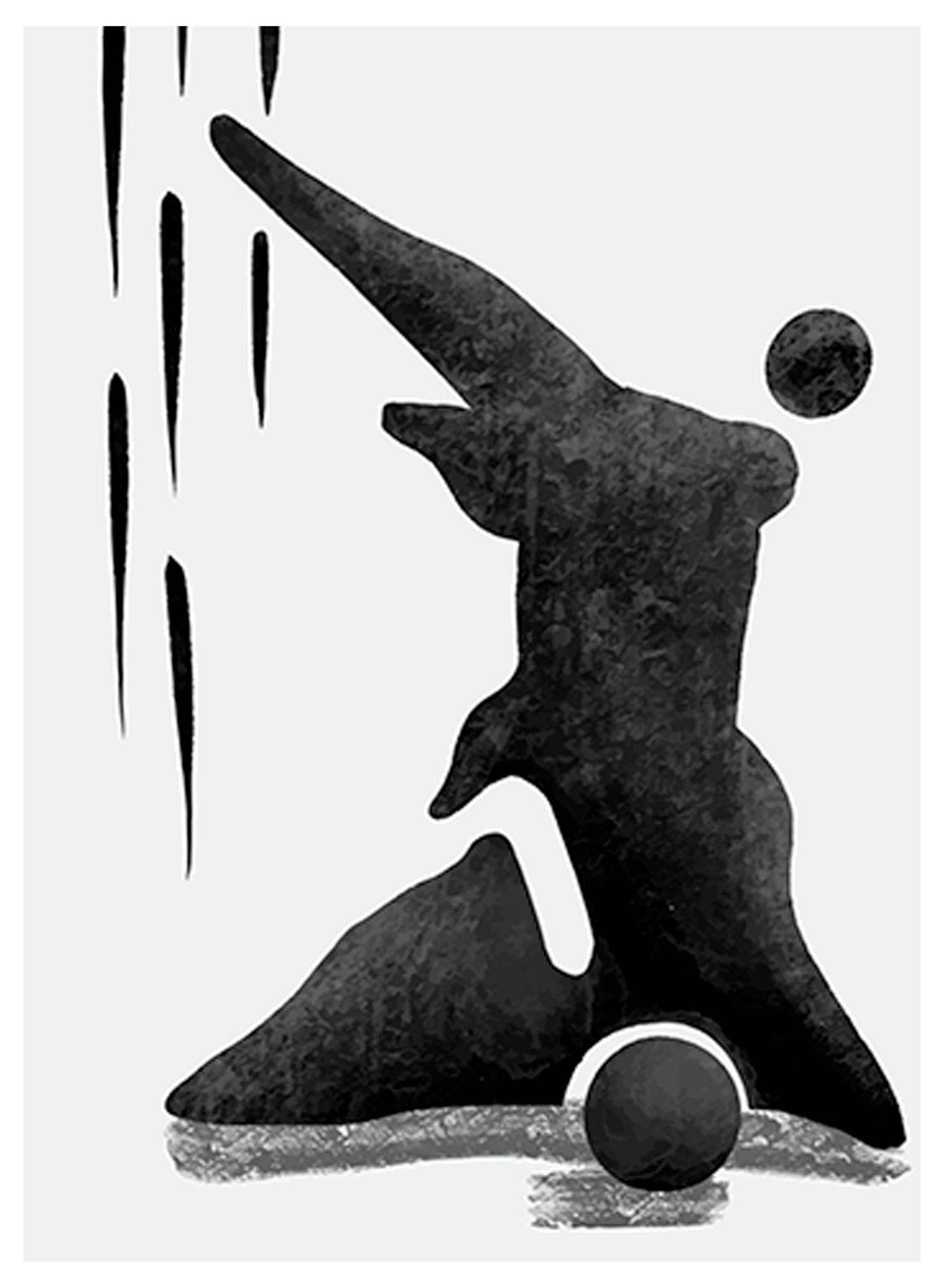 Contemporary Abstract Black Shape No 2 Poster - Hakyarts