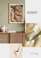 Set of 4 Thoughts, Contours of Memory, Line Art Women Faces & Contemporary Exhibition Poster – Modern Figurative Wall Art Prints