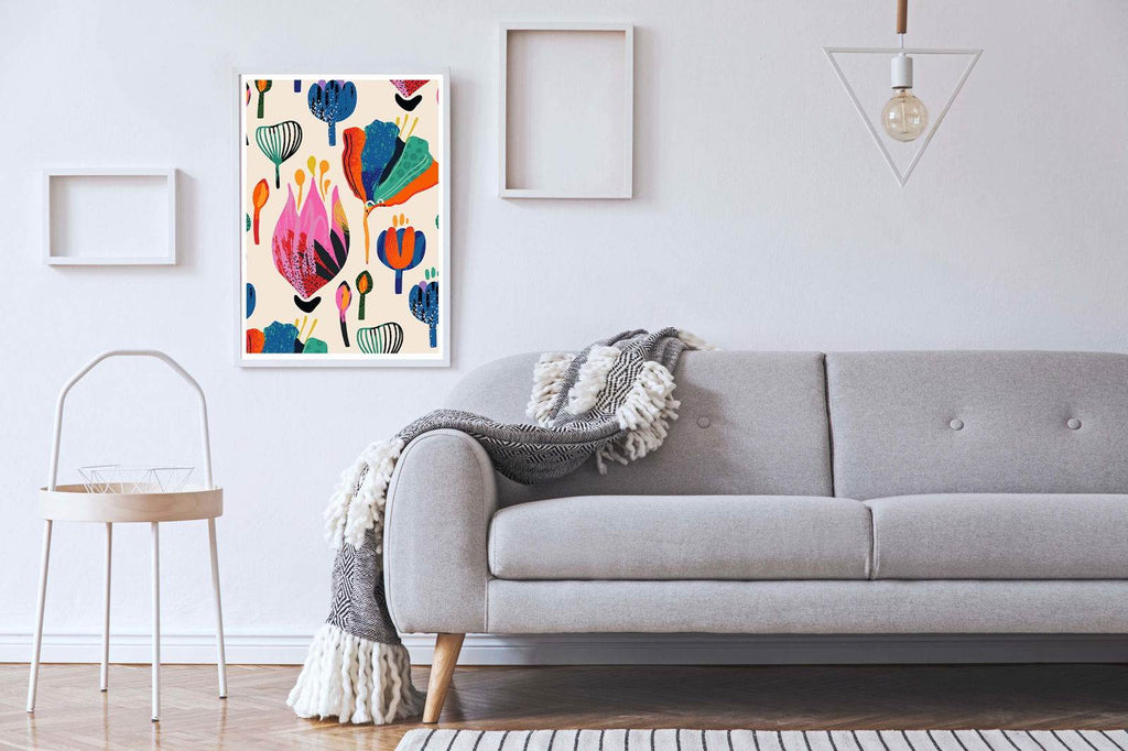 Contemporary Mural Flowers Poster - Hakyarts