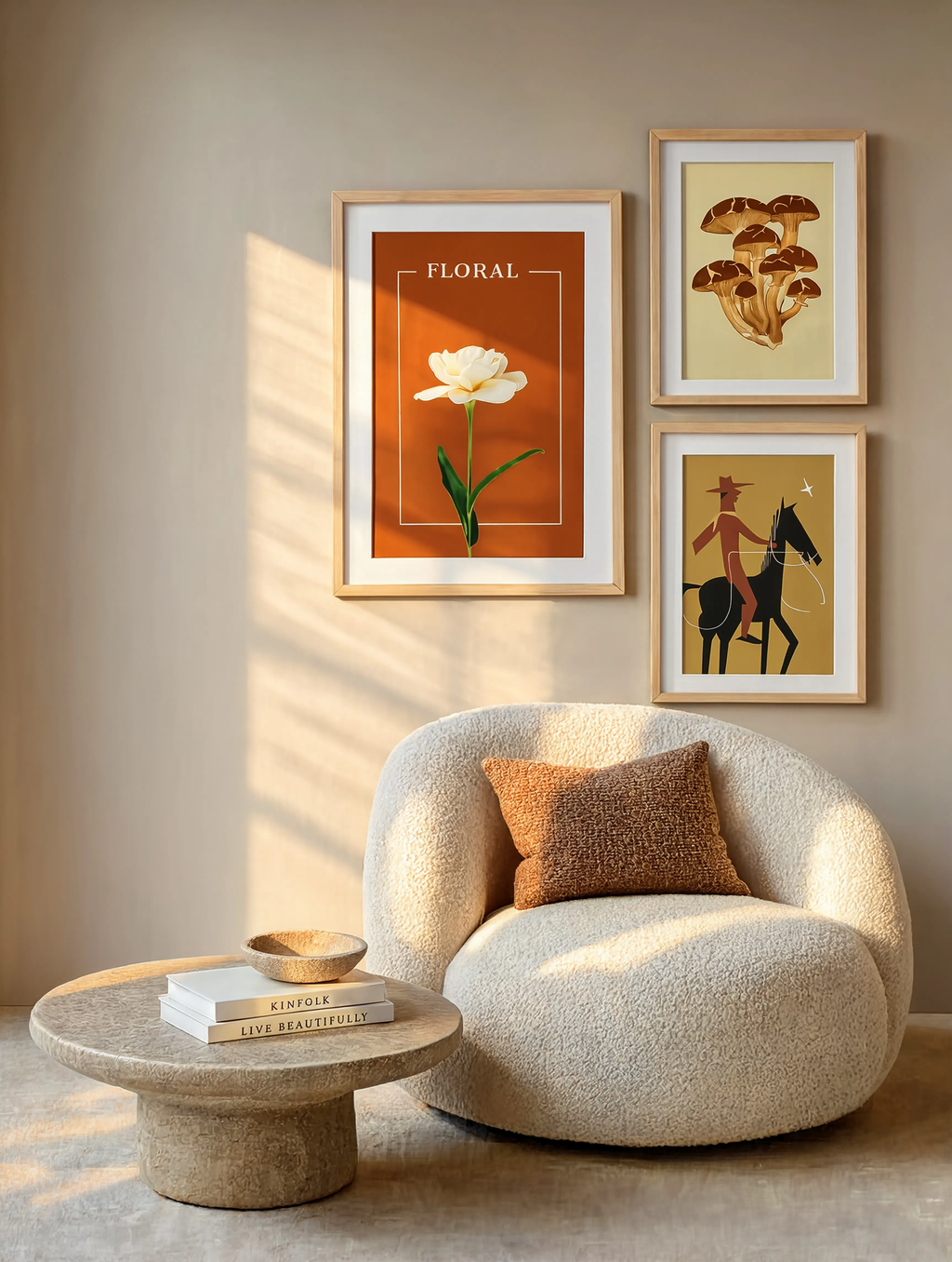 Set of 3 Illustrated Cowboy, Quiet Growth & Garden Reverie – Western, Botanical and Floral Art Prints