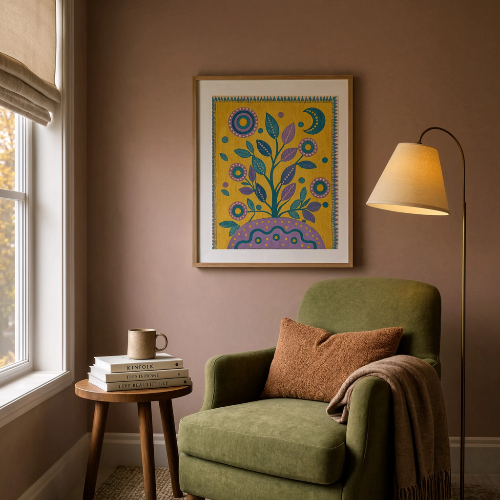 Folk Floral Study II | Contemporary Botanical Art Print
