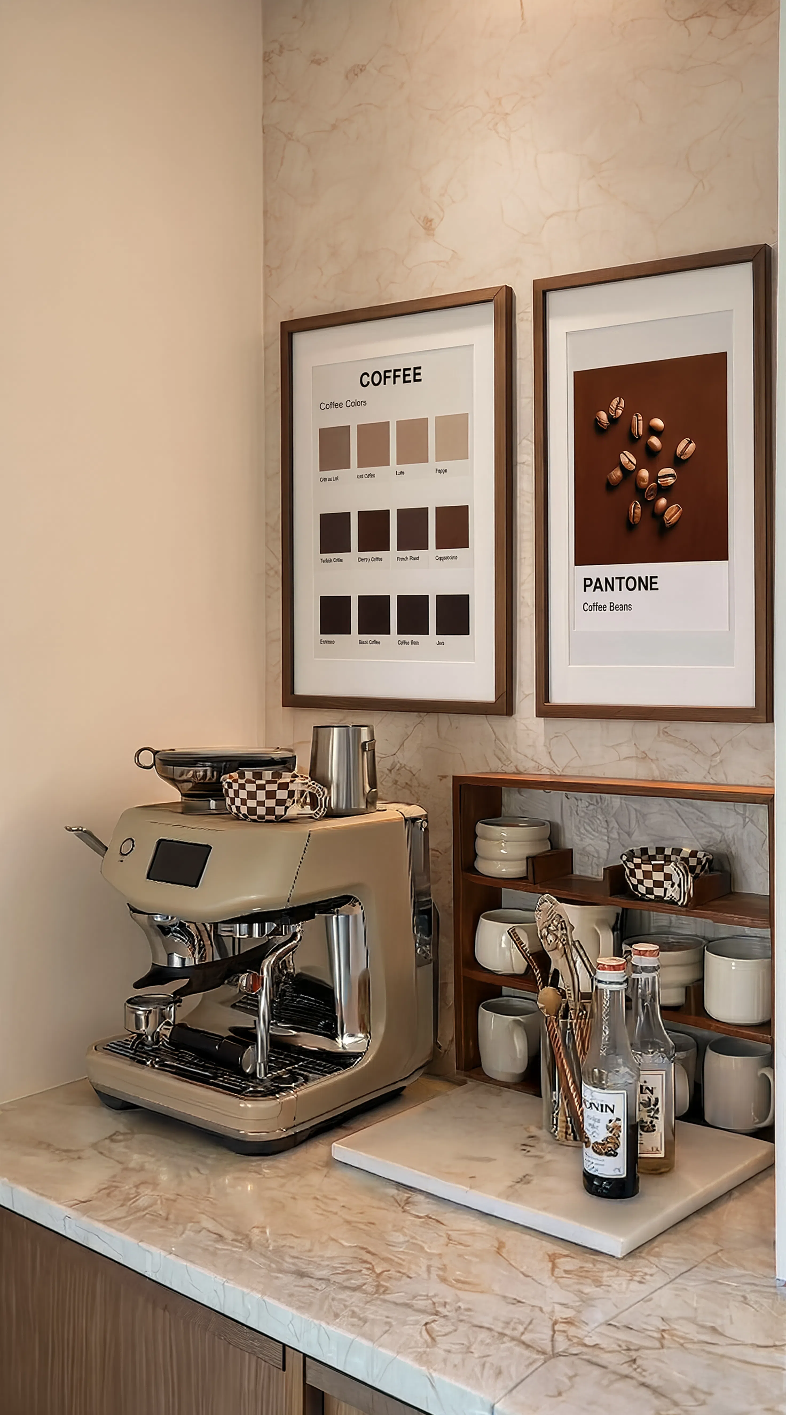 Set of 2 Coffee-Inspired Art Prints – Coffee Colours Guide & Pantone Inspired Coffee Beans Gallery Set