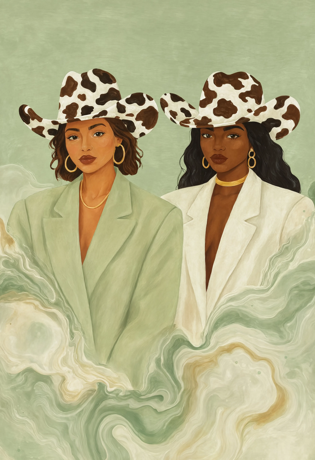 Cowboy Hat Duo | Cool Hue | Modern Western Art Print