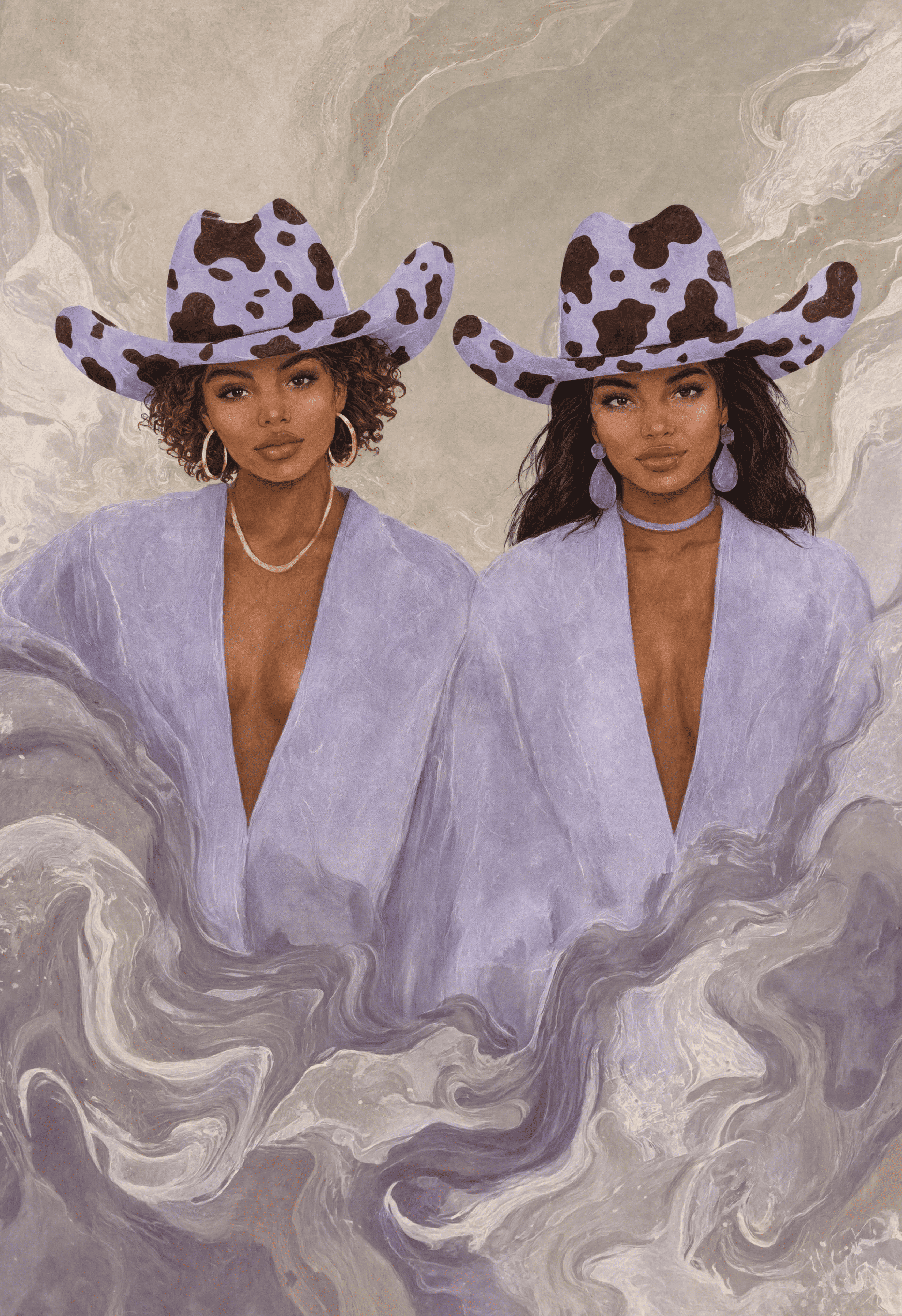 Cowboy Hat Duo | Plum Hue | Modern Western Art Print