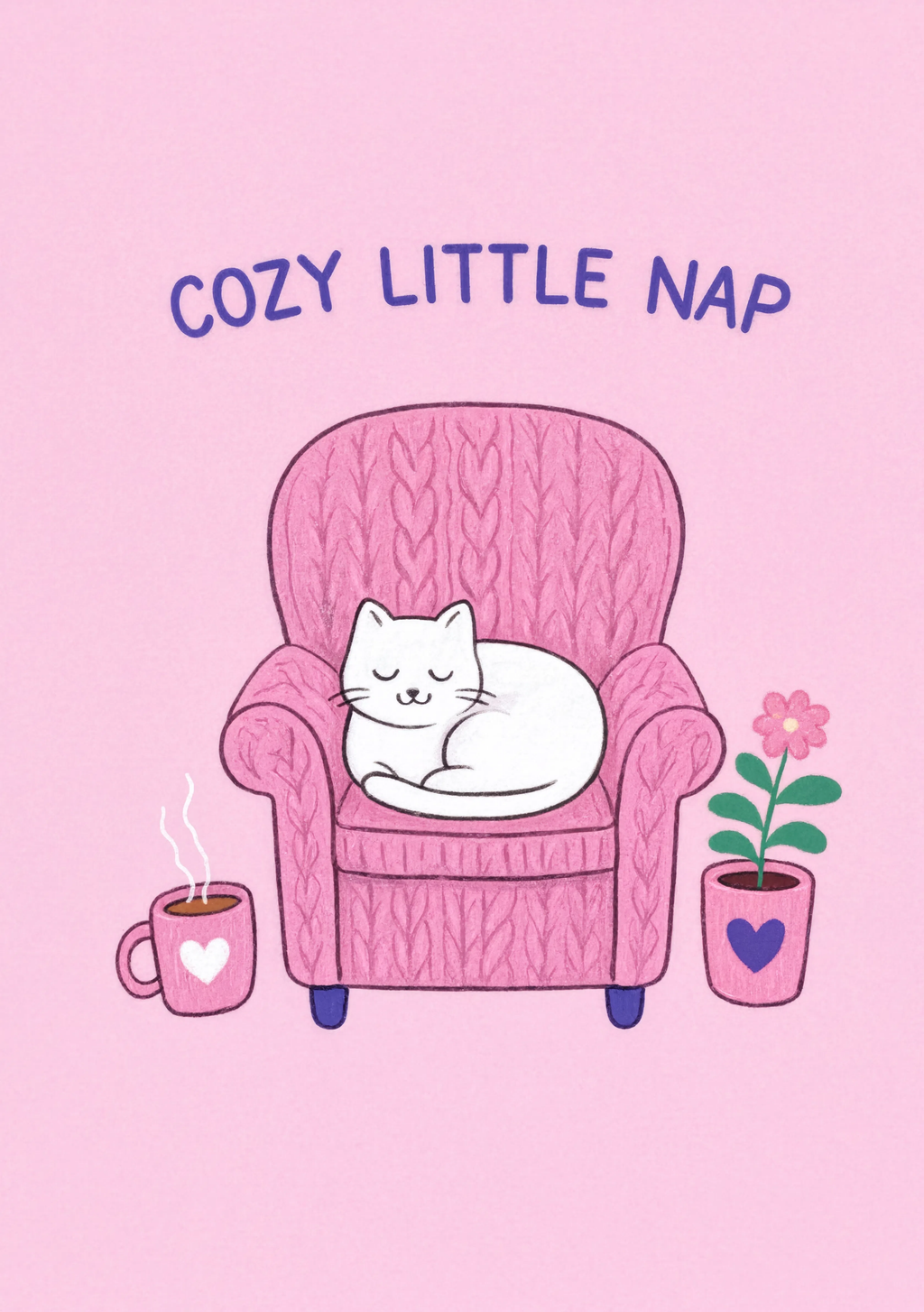 Cozy Cat Nap | Whimsical Cat Wall Art