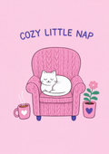 Cozy Cat Nap | Whimsical Cat Wall Art