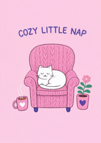 Cozy Cat Nap | Whimsical Cat Wall Art