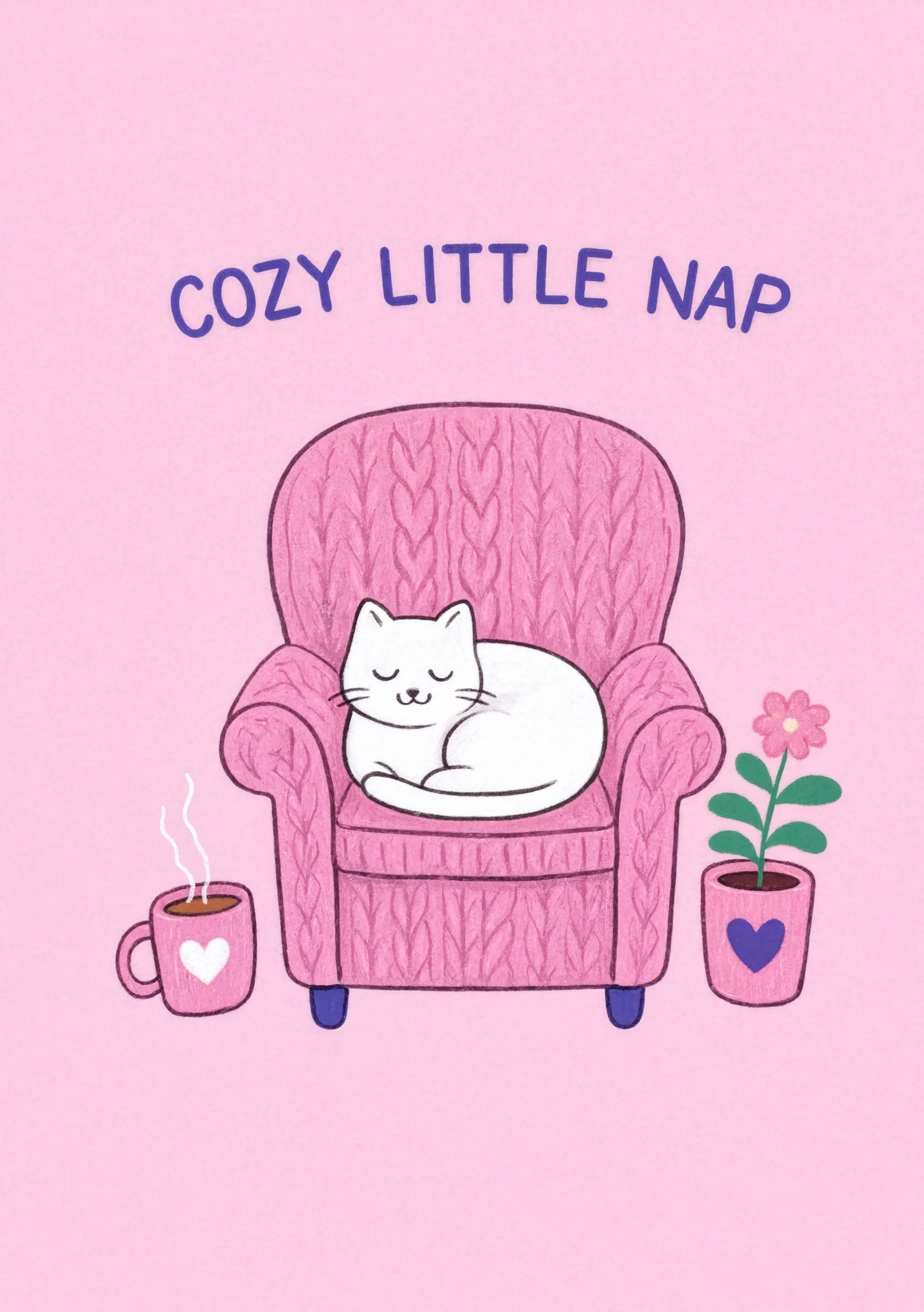 Cozy Cat Nap | Whimsical Cat Wall Art