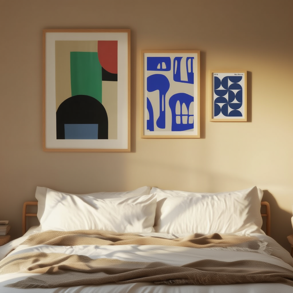 Bundle of 4 Blue Minimalist & Geometric Art Prints – Modern Wall Decor Collection - Hakyarts