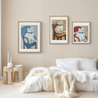 Set of 3 Whimsical Cat Art Prints – Playful & Charming Wall Decor - Hakyarts