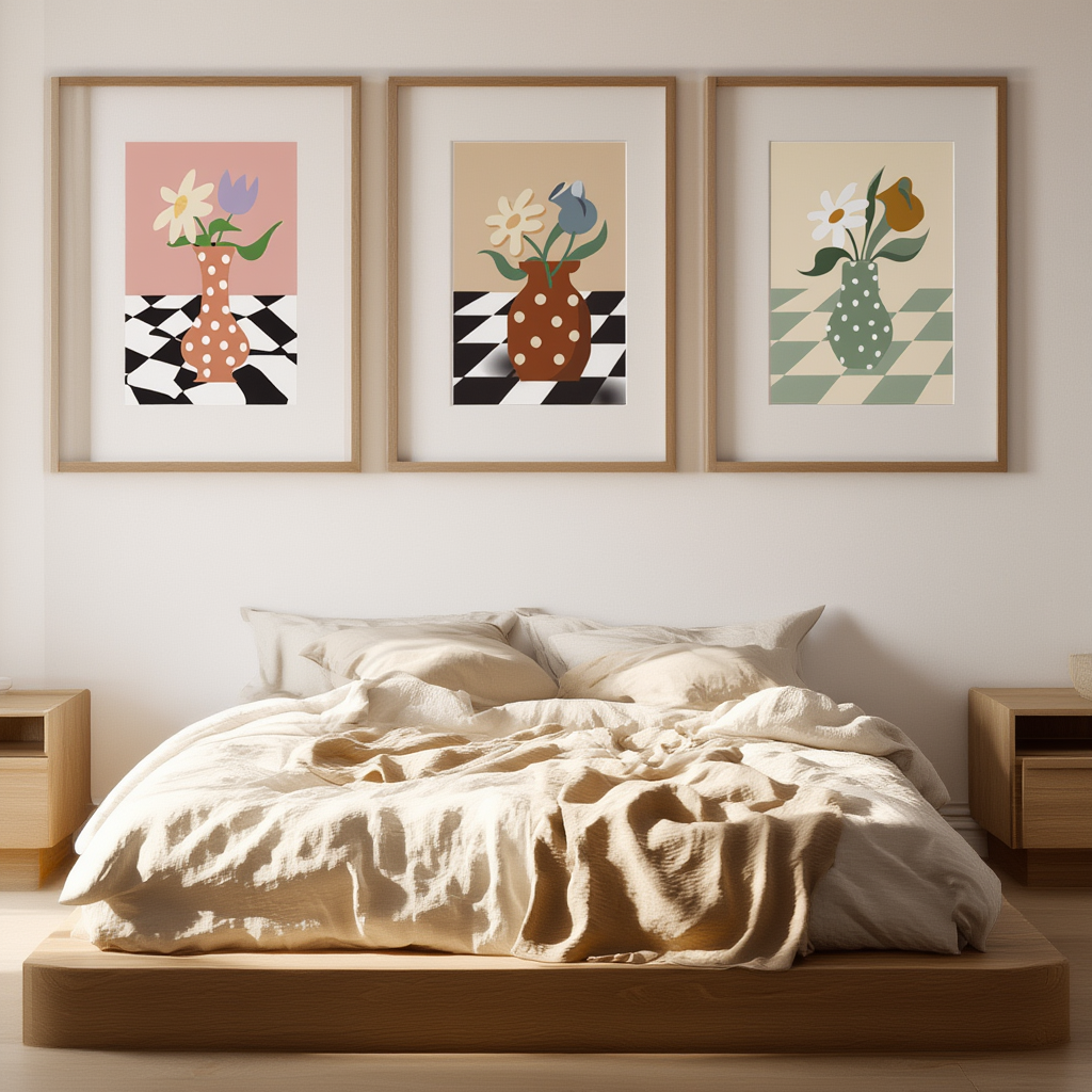 Set of 3 Art Prints  – Floral Vase Collection - Hakyarts