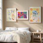 Set of 3 Whimsical Figurative Illustrated Art Prints – Playful & Creative Wall Decor - Hakyarts