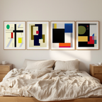 Set of 4 – Geometric Abstraction & Modernist Harmony - Hakyarts