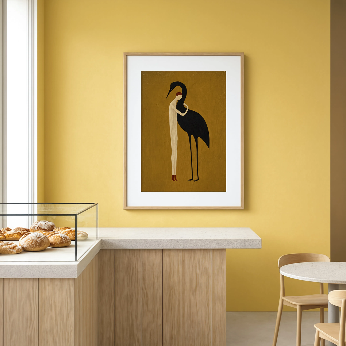 Figure with Crane | Contemporary Figurative Wall Art Print