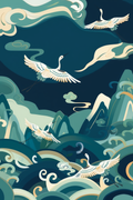 Blue Crane – Cool Palette Nature Wall Art Print