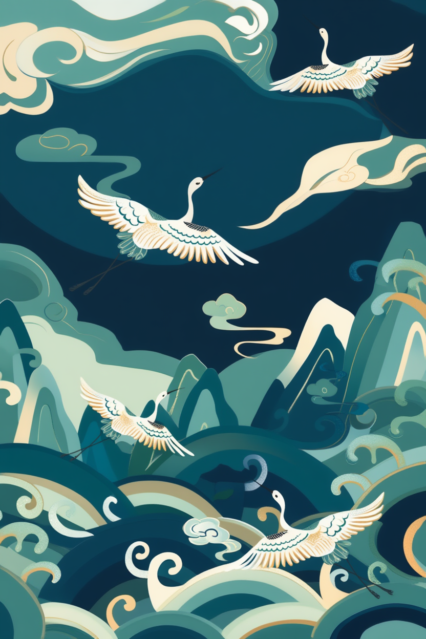Blue Crane – Cool Palette Nature Wall Art Print