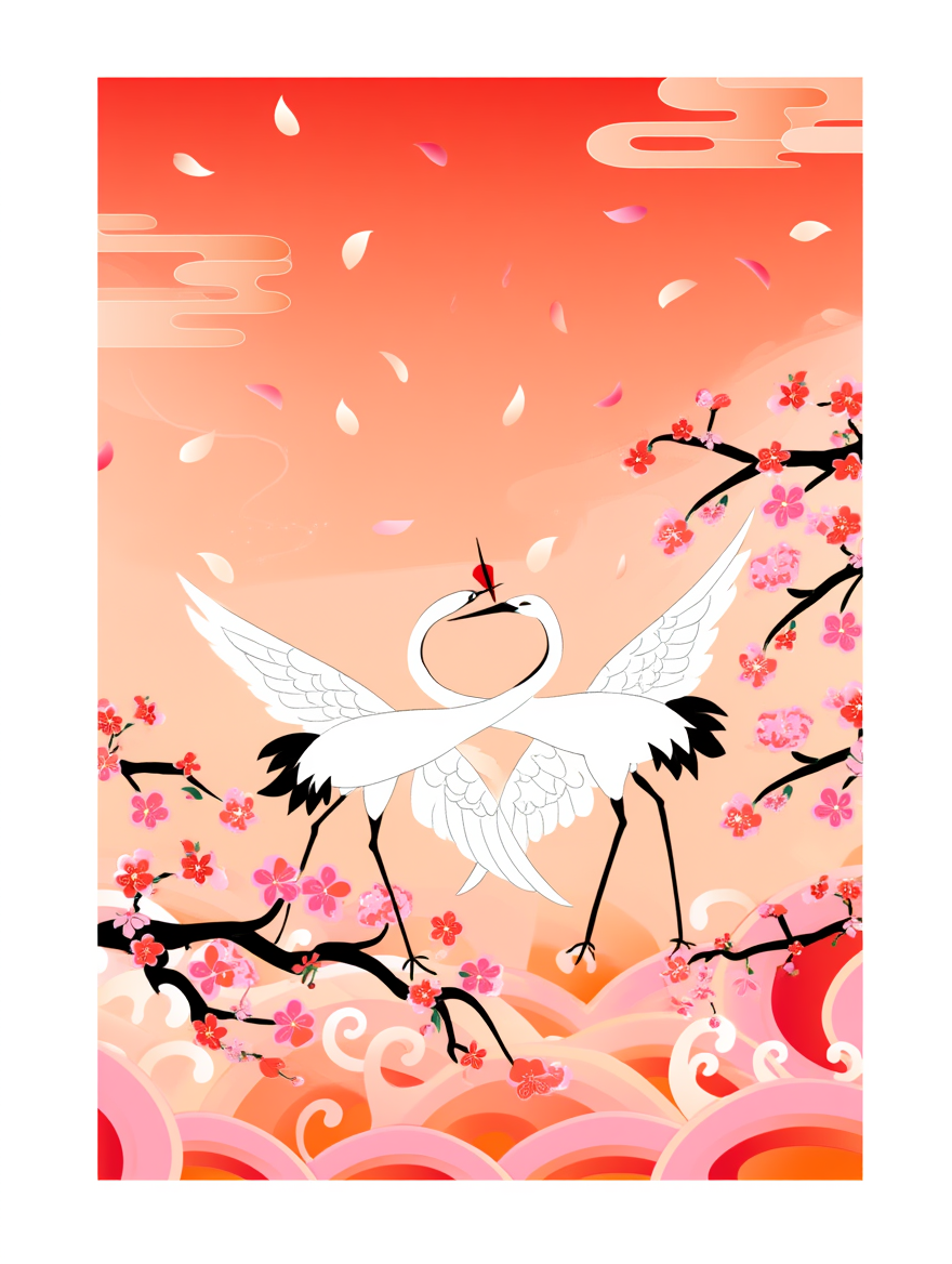 Colourful Crane Illustrated Print