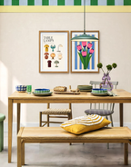 Set of 2 Table Lamps Poster + Tulips Pink Blooms Variation | Contemporary Lighting & Floral Wall Art Prints