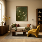 Olive Birds Artwork | Contemporary Nature Wall Art Print