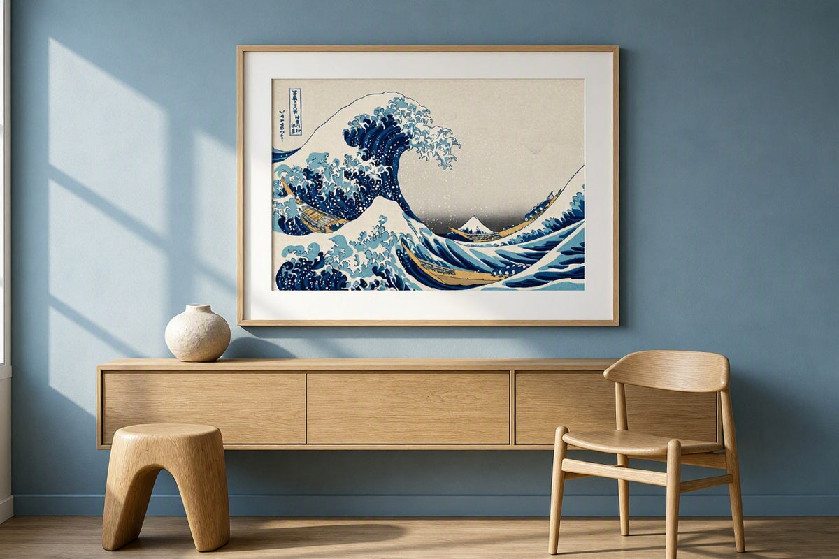Den store bølge ud for Kanagawa – Katsushika Hokusai – Vintage japansk Ukiyo-e kunsttryk