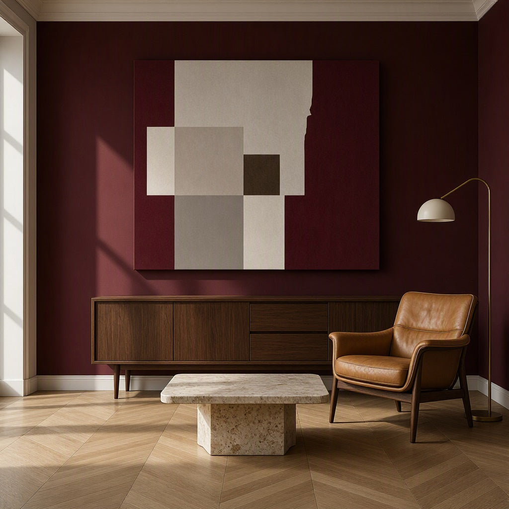 Canvas Print Burgundy Shapes Variation | Contemporary Abstract Wall