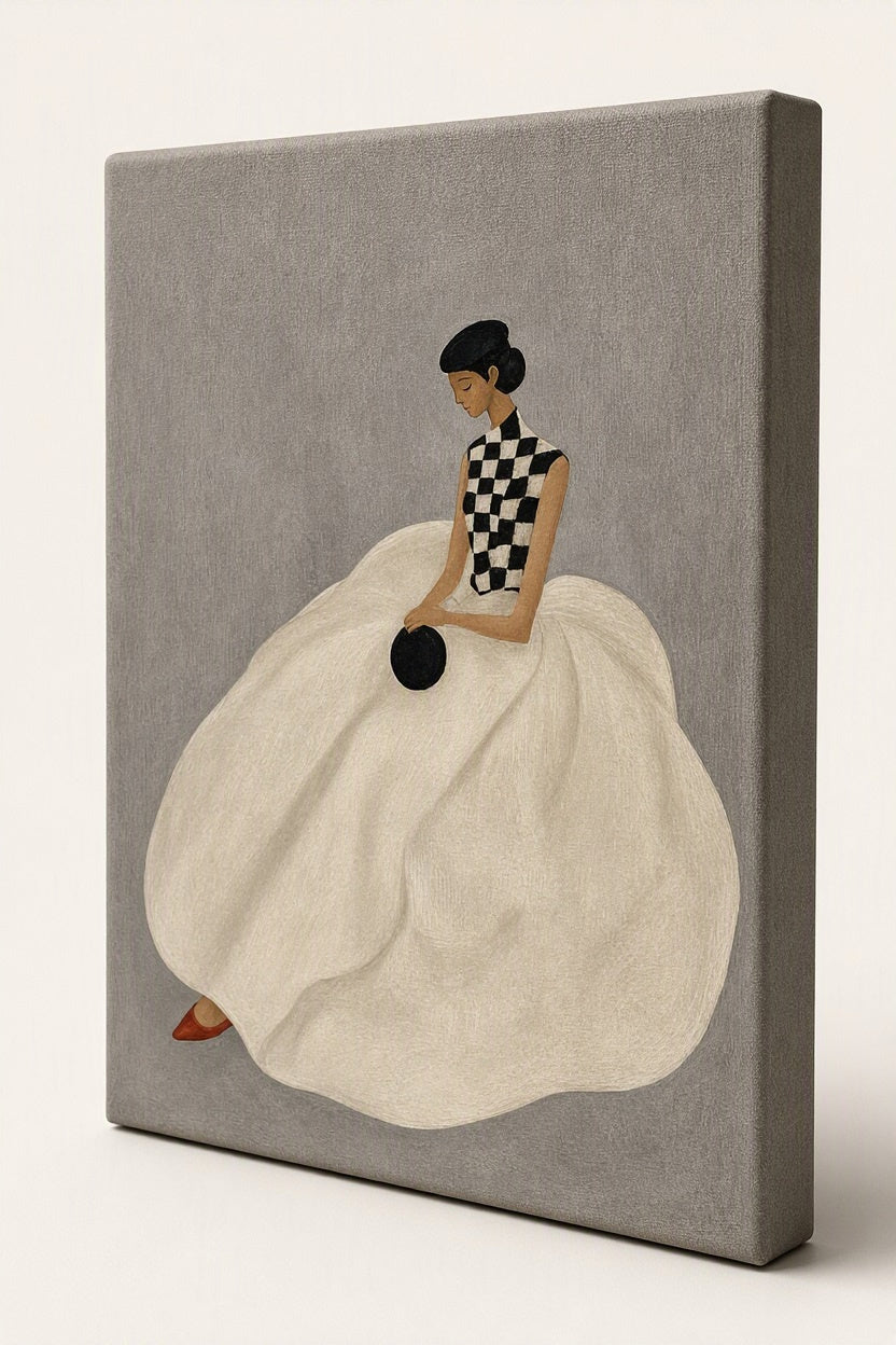 Canvas Print Seated Figure in Cream | Contemporary Figurative