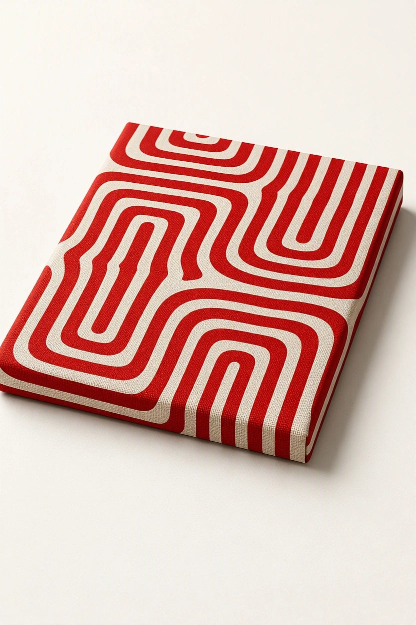 Canvas Print Geometric Maze Bold Red Abstract Art