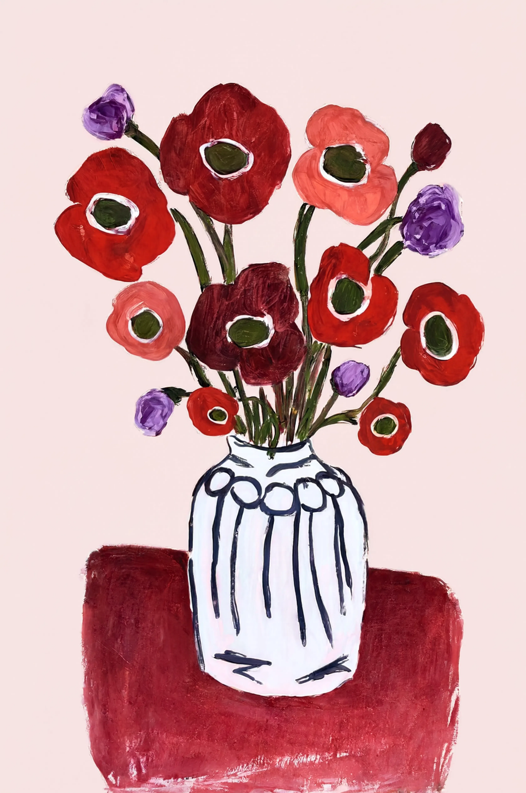 Crimson Bouquet Study I | Contemporary Floral Art Print