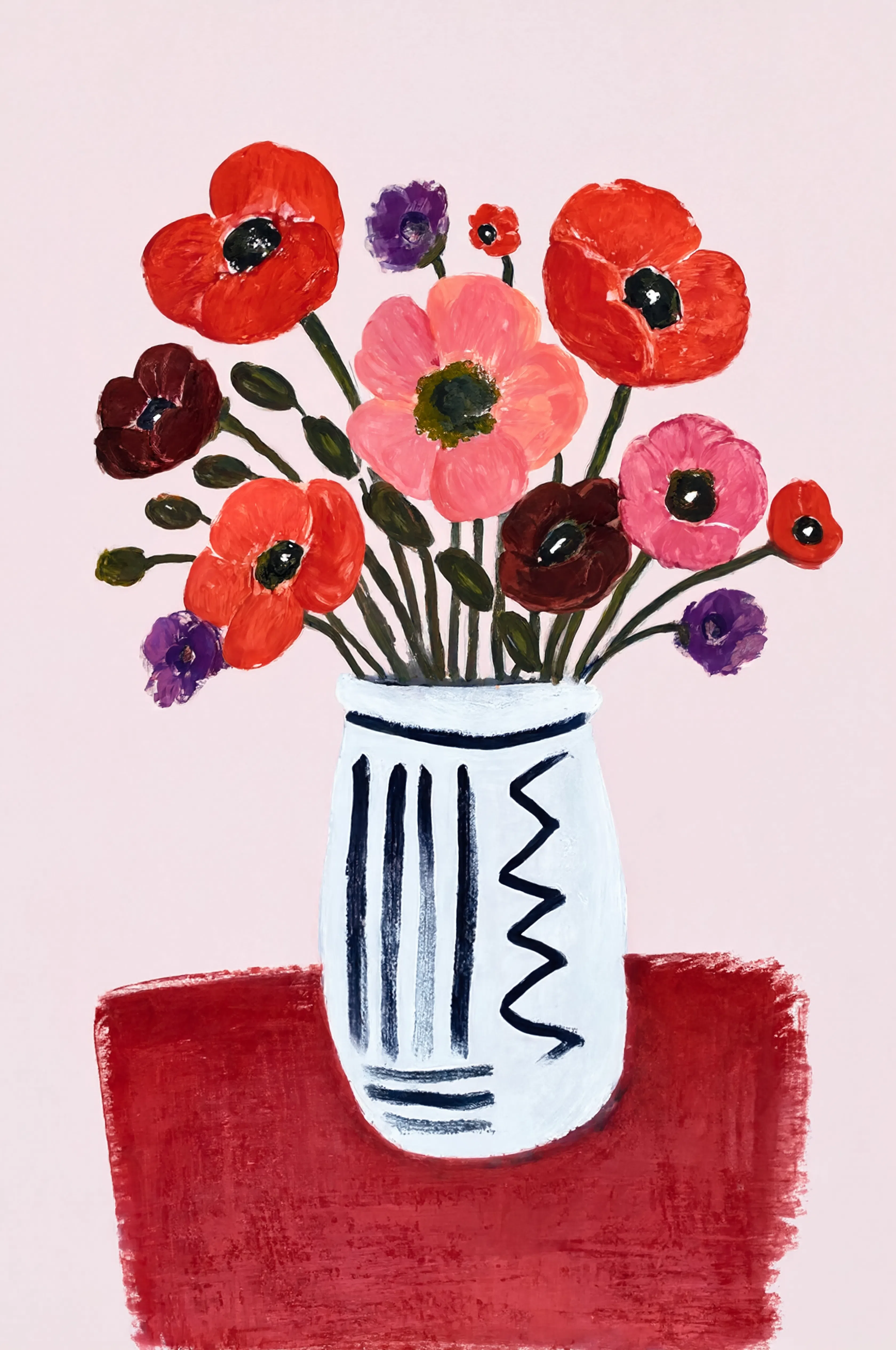 Crimson Bouquet Study II | Contemporary Floral Art Print