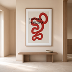 Crimson Horizons – Warm Red Horizon Wall Art Print