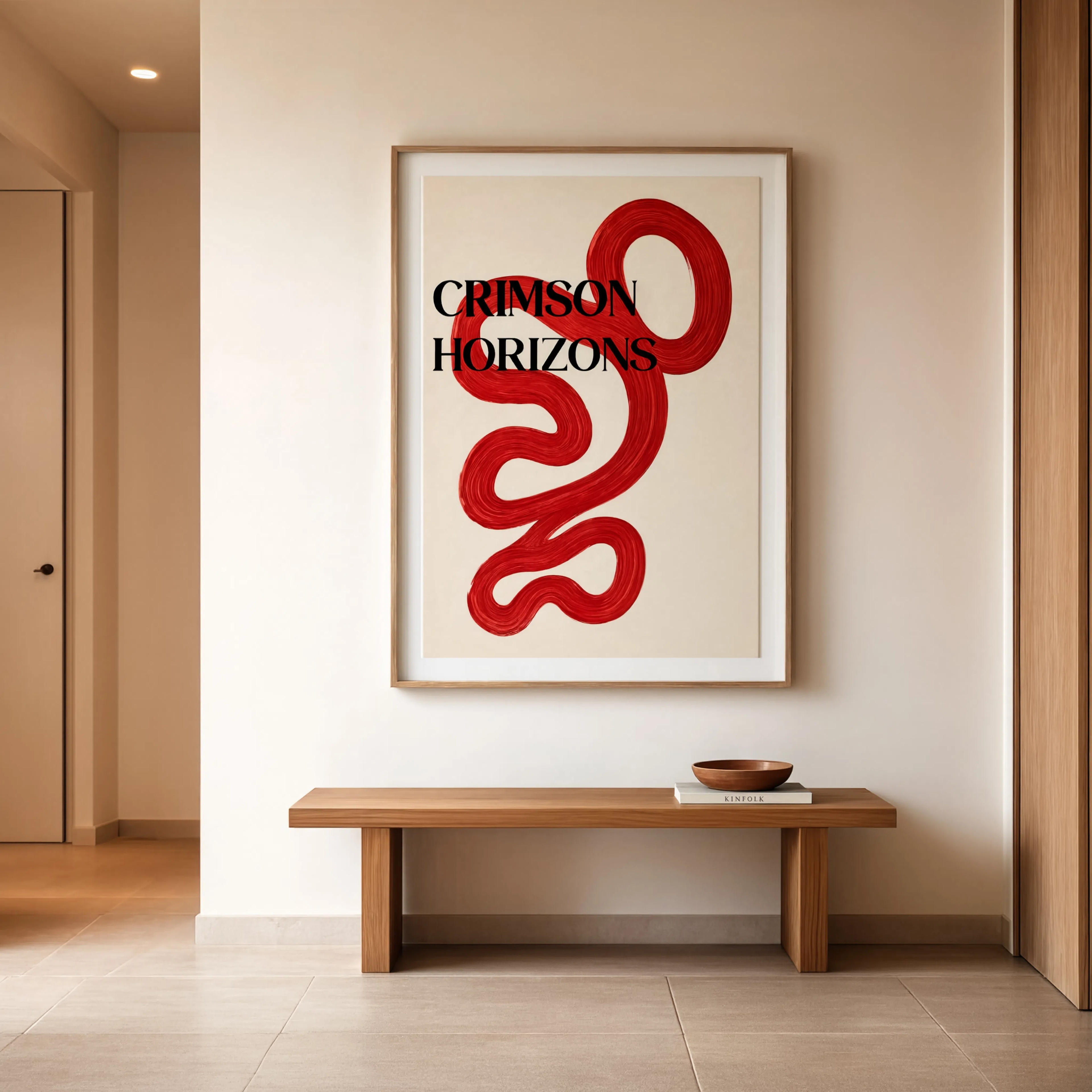 Crimson Horizons – Warm Red Horizon Wall Art Print