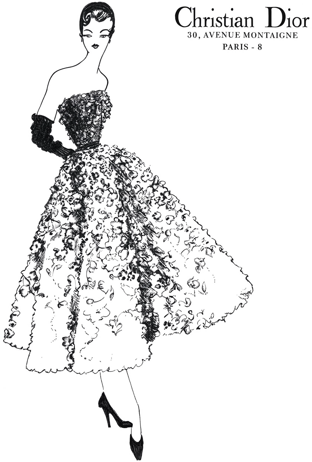 Vintage Dior Illustration Poster | Classic Fashion Art Print