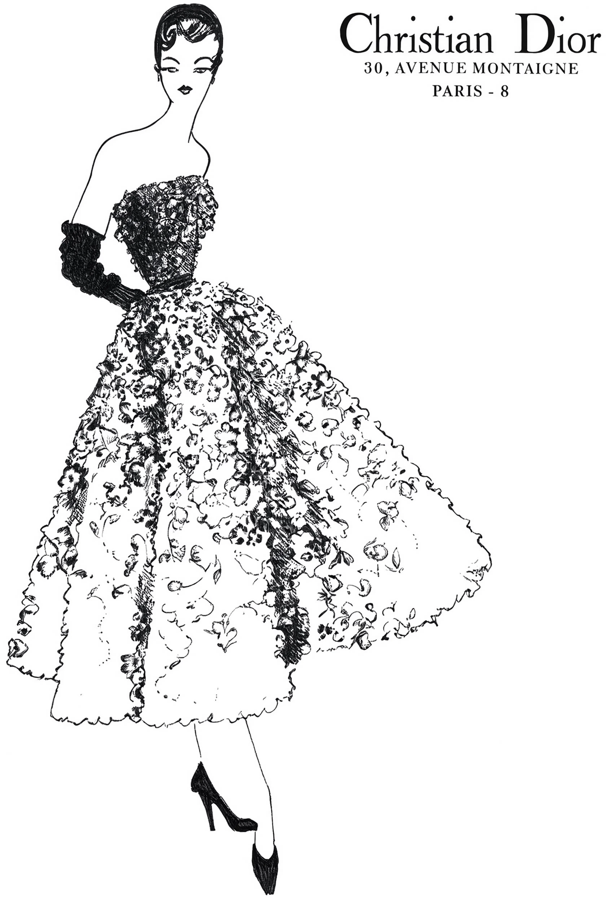Vintage Dior Illustration Poster | Classic Fashion Art Print