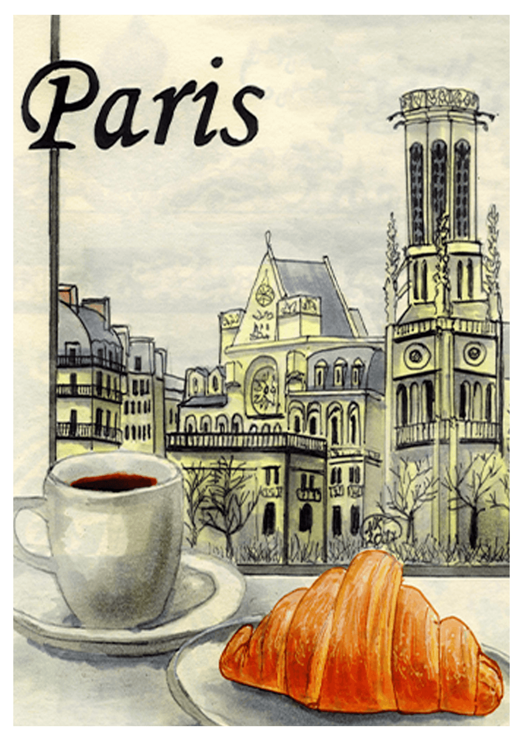 Croissant in Paris Poster - Hakyarts