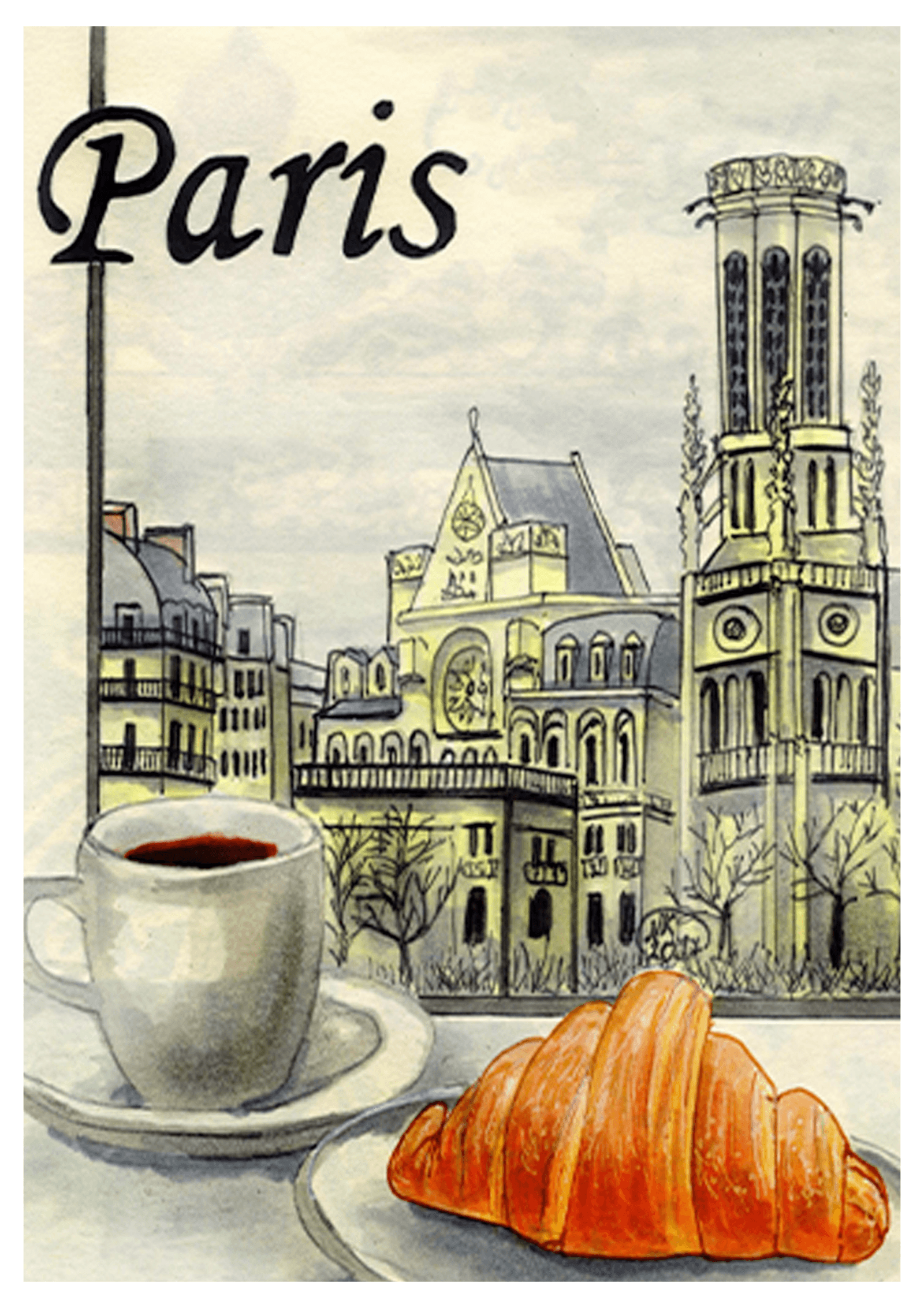 Croissant in Paris Poster - Hakyarts