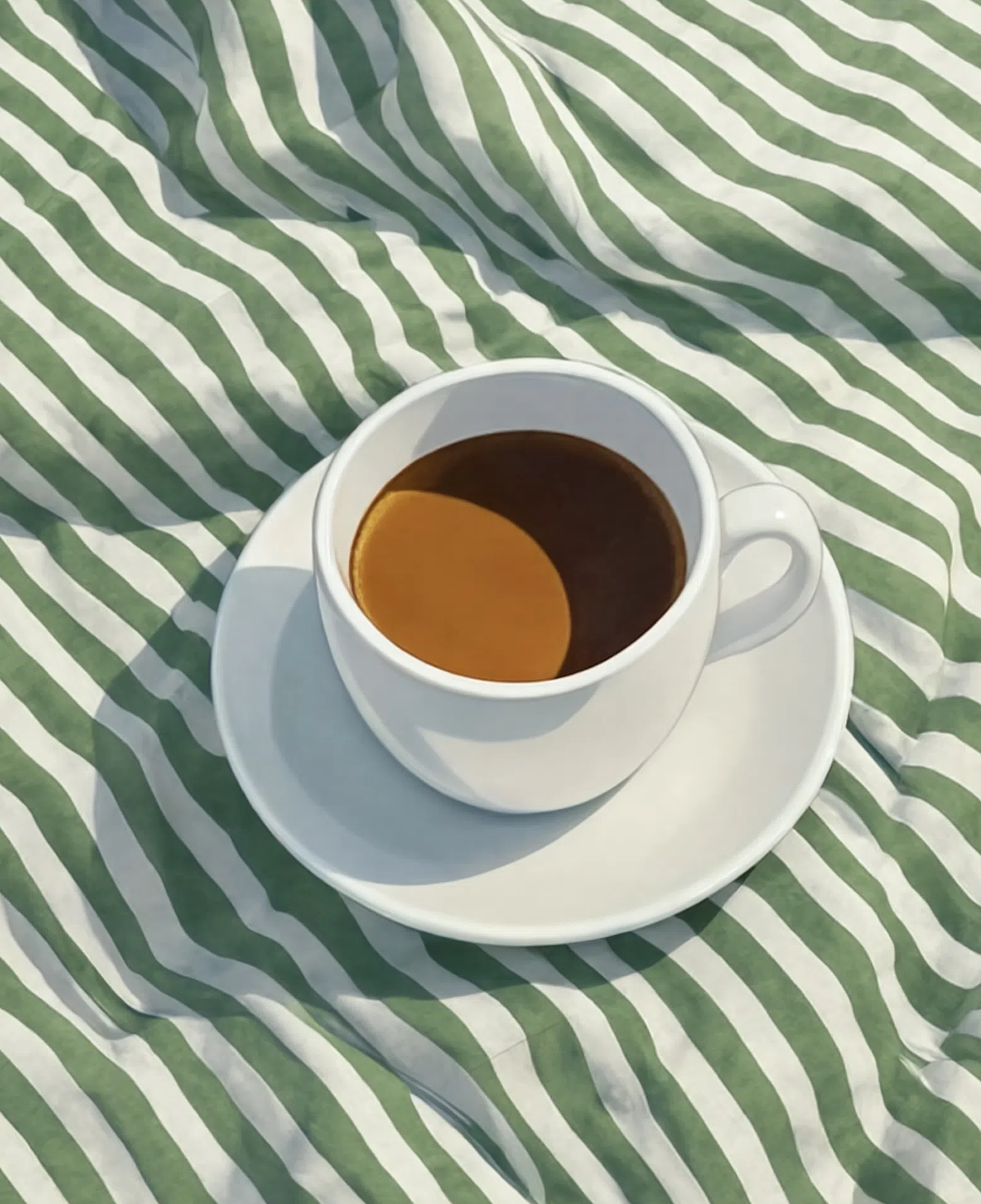 Coffee Cup on Striped Cloth | Contemporary Kitchen Still Life Wall Art